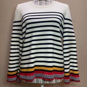 Marled Reunited Clothing Striped Sweater Womens Size L Multicolor Crochet